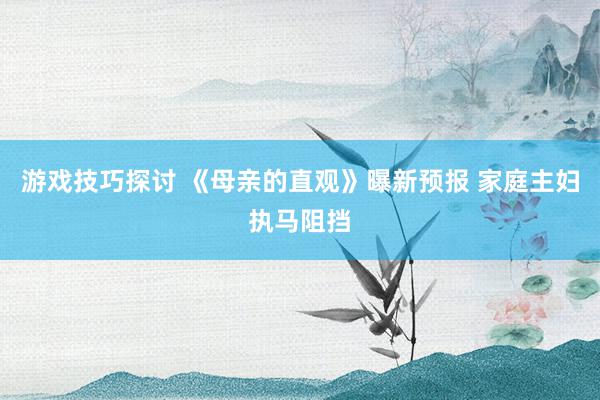 游戏技巧探讨 《母亲的直观》曝新预报 家庭主妇执马阻挡