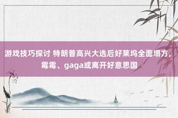 游戏技巧探讨 特朗普高兴大选后好莱坞全面塌方, 霉霉、gaga或离开好意思国