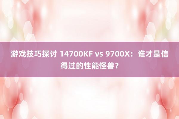 游戏技巧探讨 14700KF vs 9700X：谁才是信得过的性能怪兽？