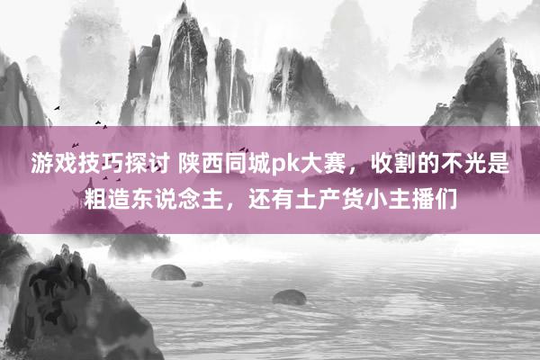 游戏技巧探讨 陕西同城pk大赛，收割的不光是粗造东说念主，还有土产货小主播们