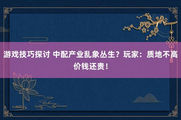 游戏技巧探讨 中配产业乱象丛生？玩家：质地不高价钱还贵！